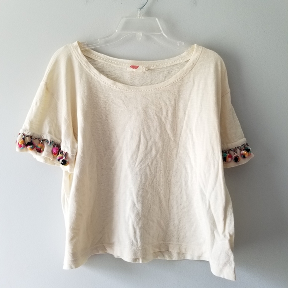 Anthropologie Lilka Cream Pom Pom Tee - Picture 2 of 9